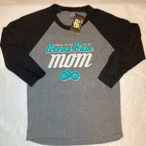 Arena Bum Raglan T Shirt Gry/Blk Graphic Print Size SMALL Brand New W Tags